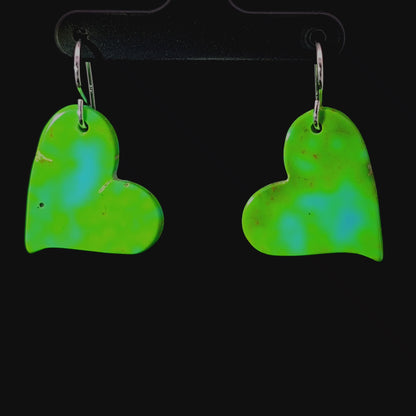 Green Turquoise Gibbsite Heart Earrings