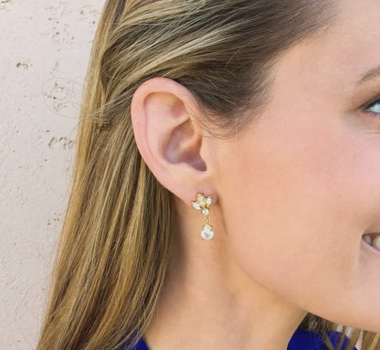 Gold Antique Chandelier CZ Teardrop Earrings