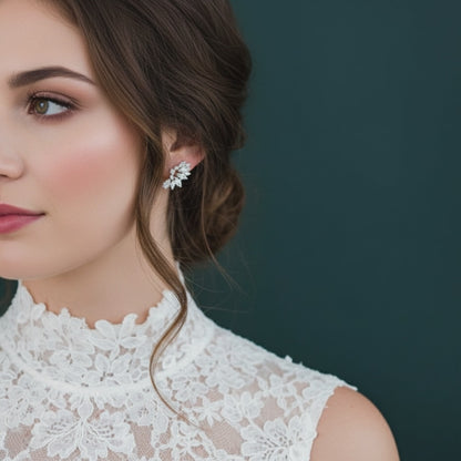 Sterling Silver CZ Wedding Earrings