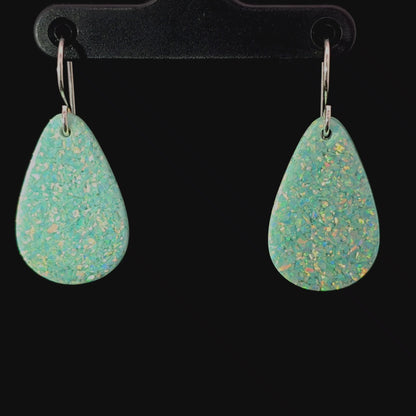 Aqua Blue Opal Teardrop Earring, Small