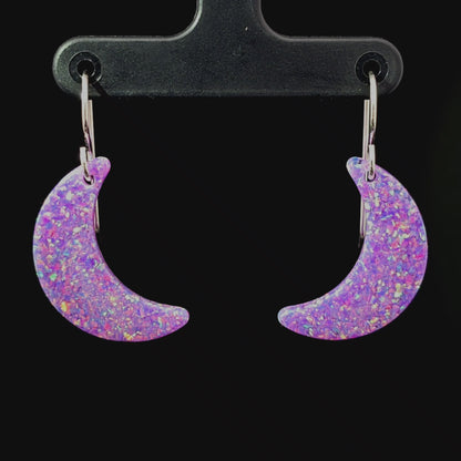 Purple Opal Moon Earring