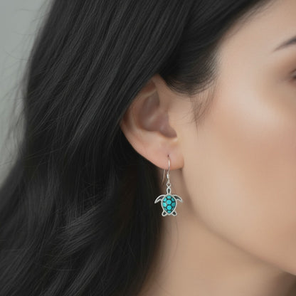 Sterling Silver Turquoise Sea Turtle Earrings