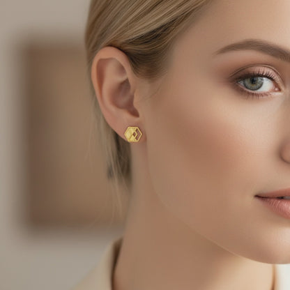 Gold Chevron Stud Earrings