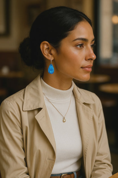 Blue Opal Teardrop Earring, Medium