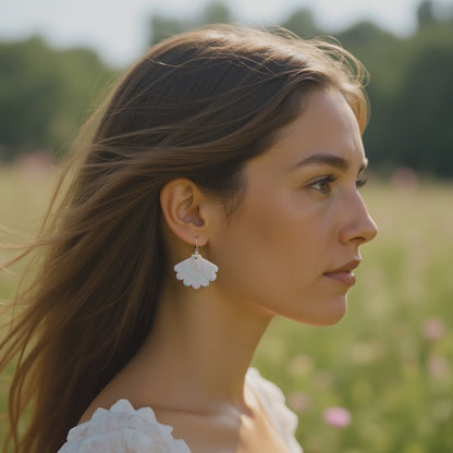 White Opal Sea Shell Earring
