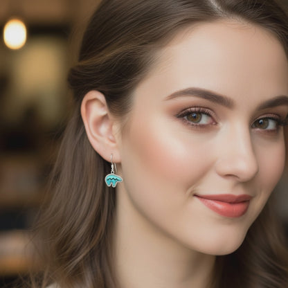 Sterling Silver Turquoise Bear Heartline Dangle Earrings