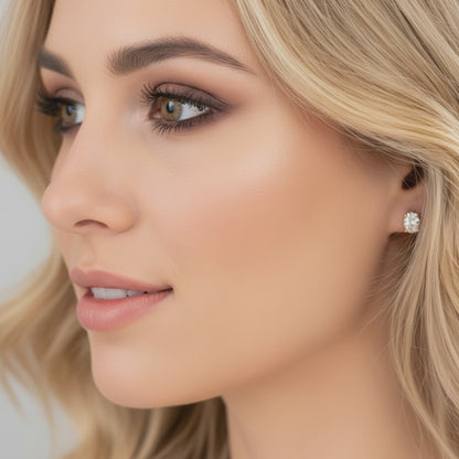 Gold Oval CZ Stud Earrings