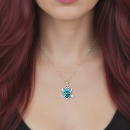 Sterling Silver Turquoise Horny Toad Pendant Necklace