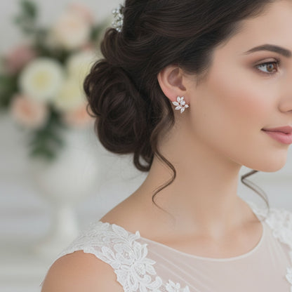 Rose Gold CZ Bridal Earrings