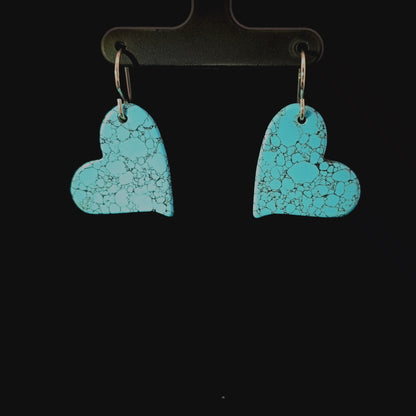 Blue Turquoise Gibbsite Heart Drop Earrings