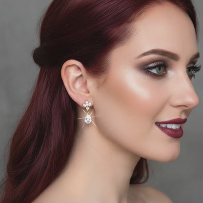 Gold Antique Chandelier CZ Teardrop Earrings