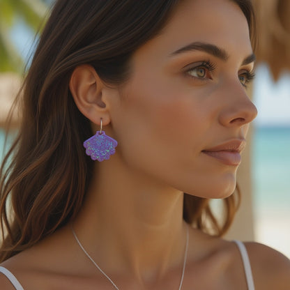 Nebula Blue Opal Sea Shell Earring