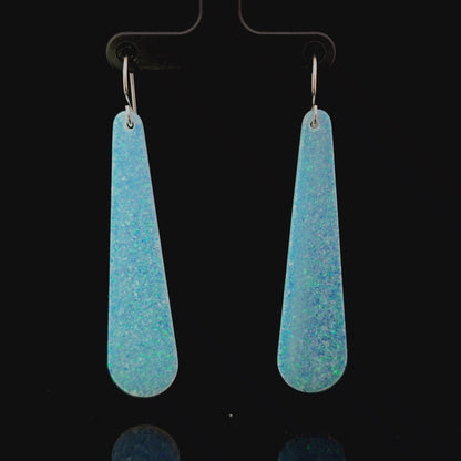 Serene Blue Opal Teardrop Earring, Long