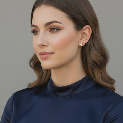 Rose Gold Hexagon Cutout Earrings