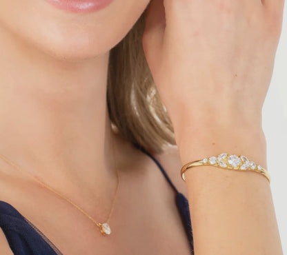 Gold Cuff Cubic Zirconia Marquise Bracelet