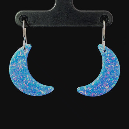 Bermuda Blue Opal Moon Earring