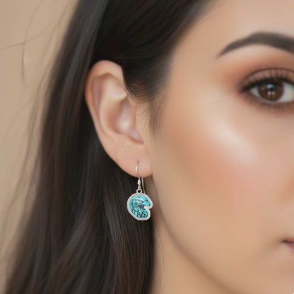 Sterling Silver Turquoise Eagle Head Dangle Earrings