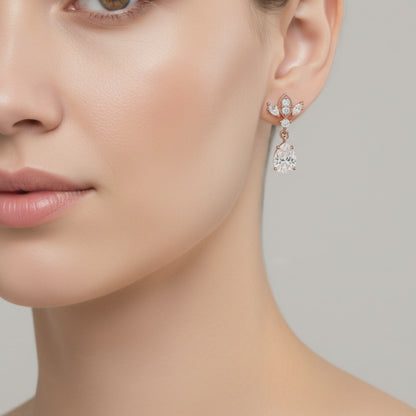 Rose Gold Antique Chandelier CZ Drop Earrings