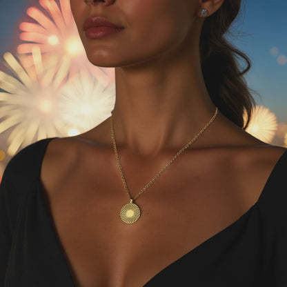 Gold Sunburst Pendant Necklace