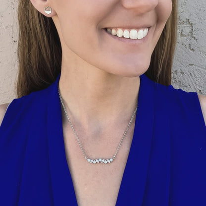 Silver Marquise Crystal Bar Necklace