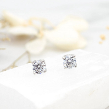 Silver Minimalist CZ Earrings