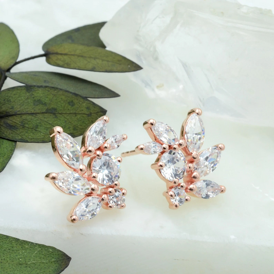 Rose Gold CZ Bridal Earrings