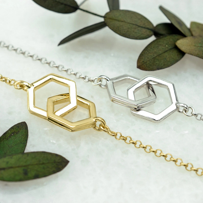 Gold Interlocking Hex Necklace