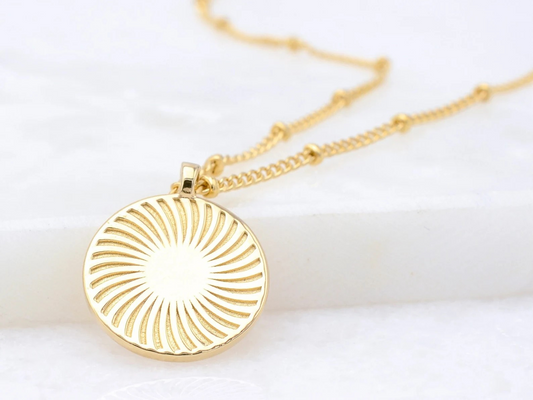 Gold Sunburst Pendant Necklace