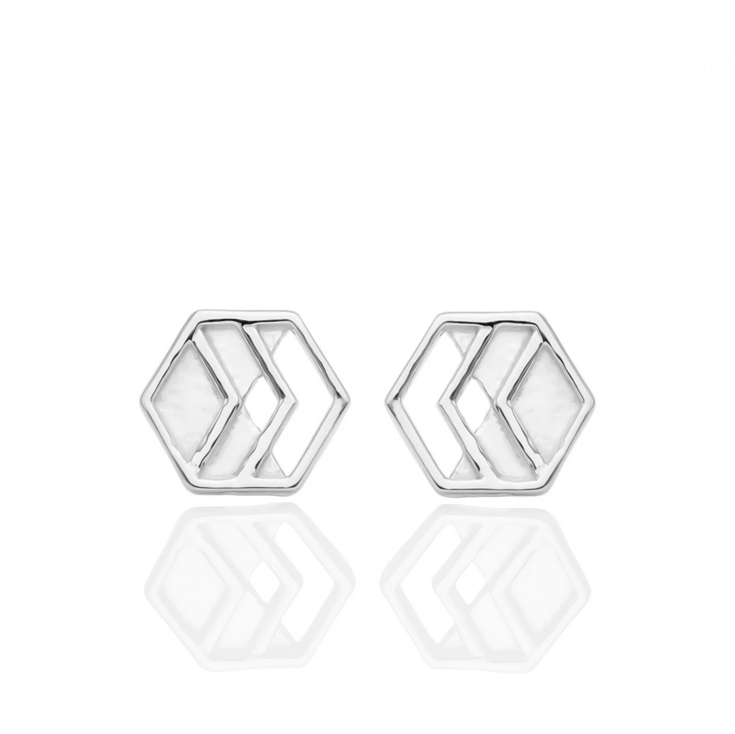 Silver Chevron Stud Earrings