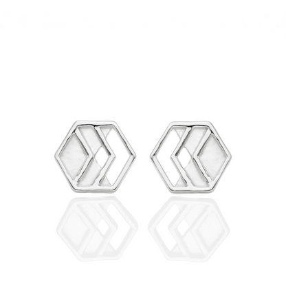 Silver Chevron Stud Earrings