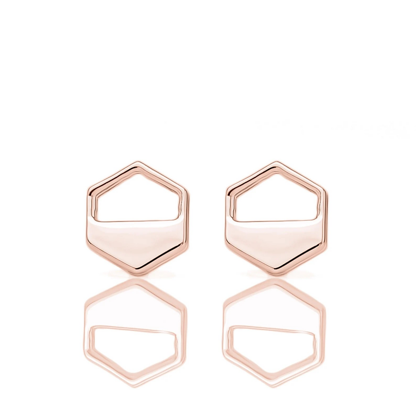 Rose Gold Hexagon Cutout Earrings