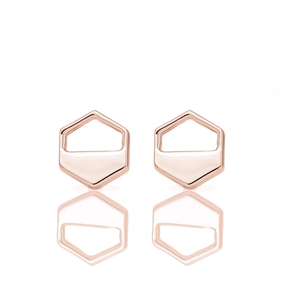 Rose Gold Hexagon Cutout Earrings