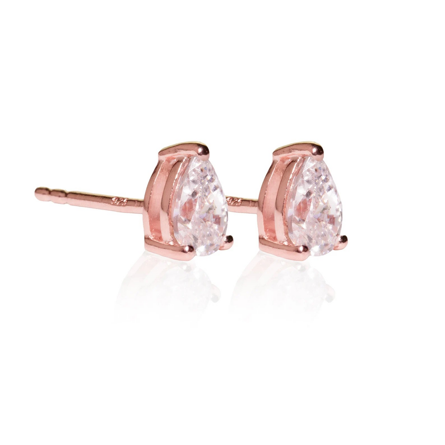 Rose Gold Pear Shaped Crystal Earrings