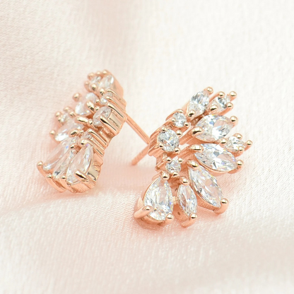 Rose Gold Crystal Wedding Earrings