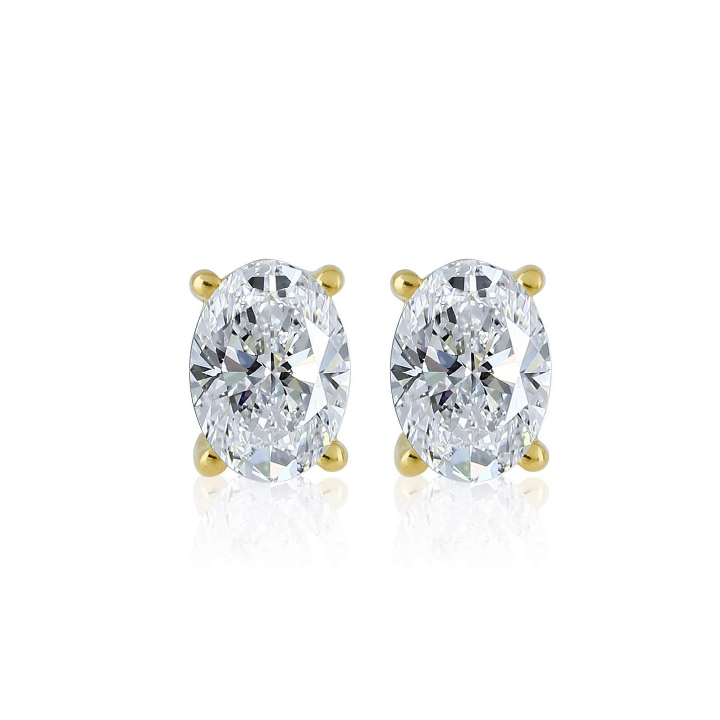 Gold Oval CZ Stud Earrings