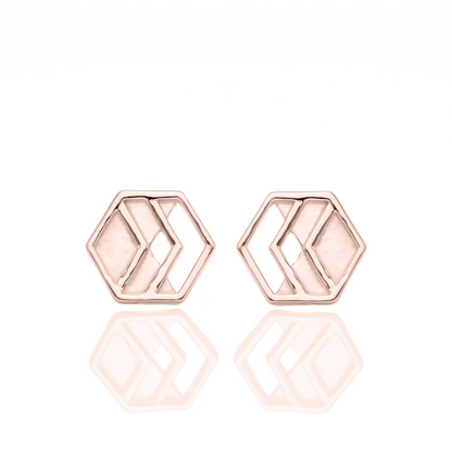 Rose Gold Chevron Stud Earrings