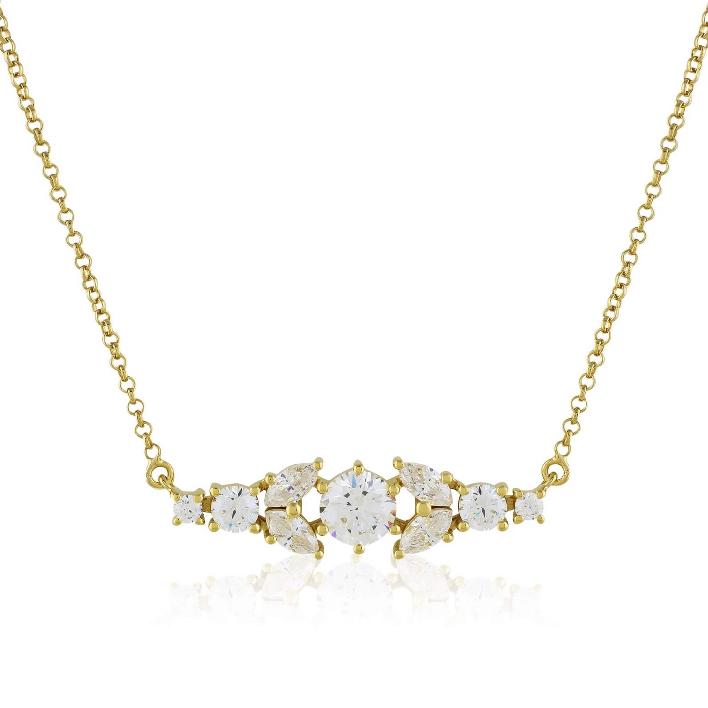 Gold Crystal Bar Necklace