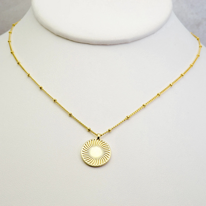 Gold Sunburst Pendant Necklace