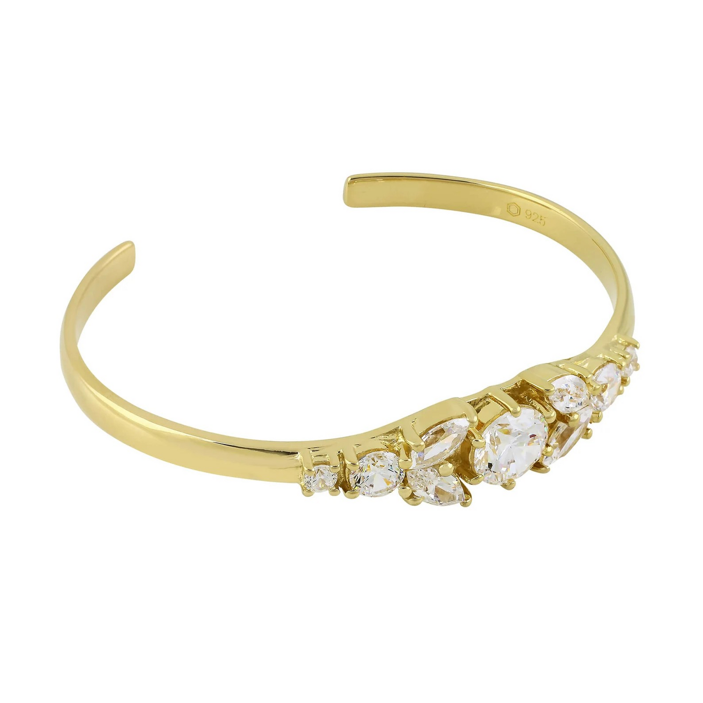 Gold Cuff Cubic Zirconia Marquise Bracelet