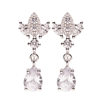 Silver Antique Chandelier CZ Teardrop Earrings